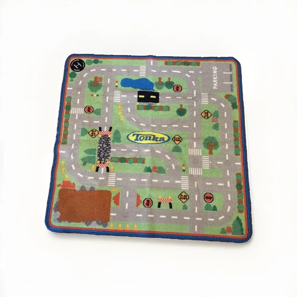 Tonka Kids Road Play Mat Rug Construction Truck Car Playroom Floor Rug 39x39”